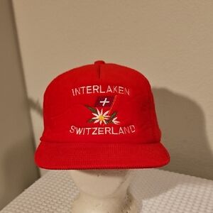 Interlaken Switzerland Red Couduroy Cap